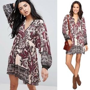 Free People Burgundy and Black Mini Dress #115